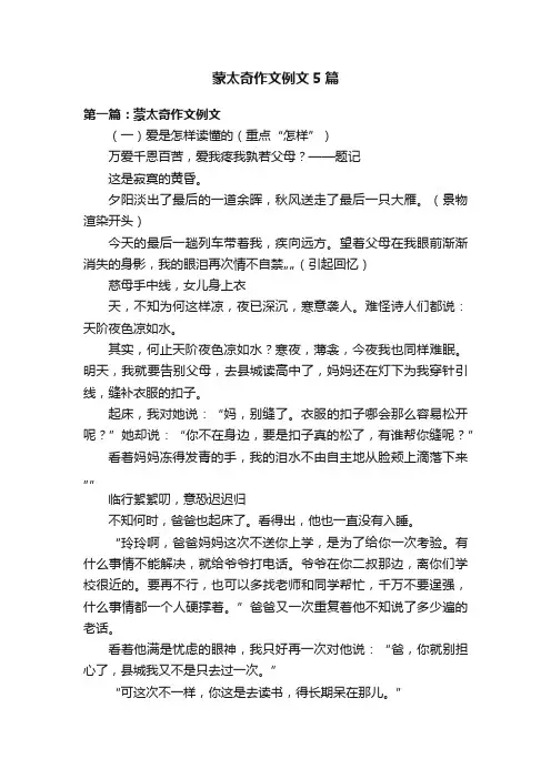 蒙太奇作文例文5篇