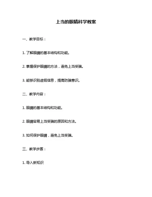 上当的眼睛科学教案
