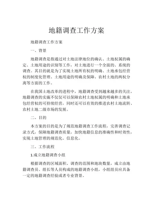 地籍调查工作方案