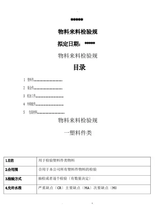 物料来料检验规范方案