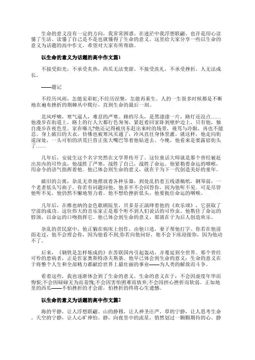 生命的意义议论文高考作文800字