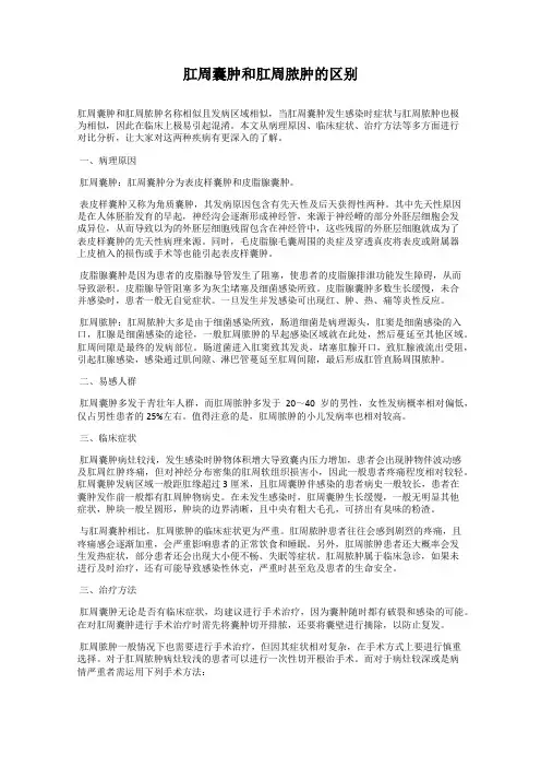 肛周囊肿和肛周脓肿的区别