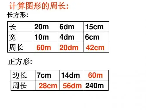 三年级数学计算图形周长