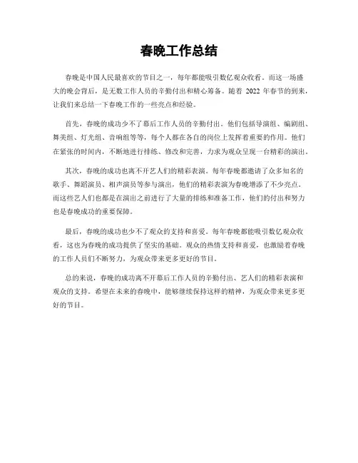 春晚工作总结