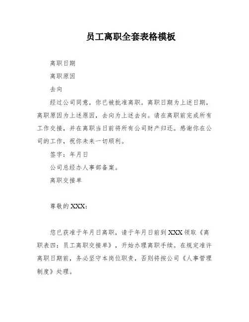 员工离职全套表格模板