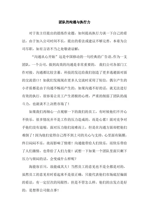 团队的沟通与执行力