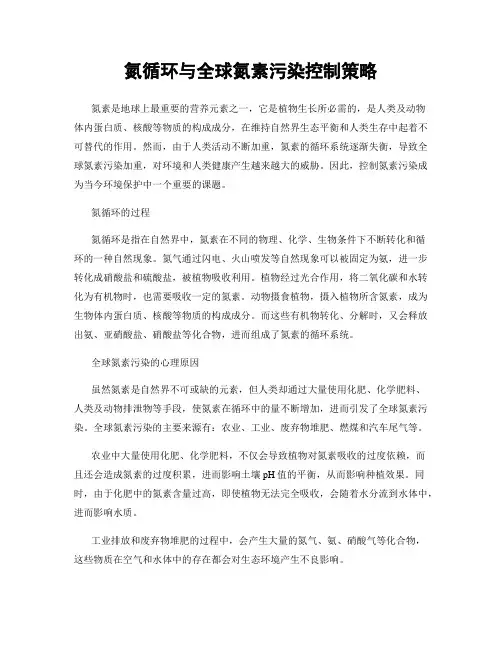 氮循环与全球氮素污染控制策略