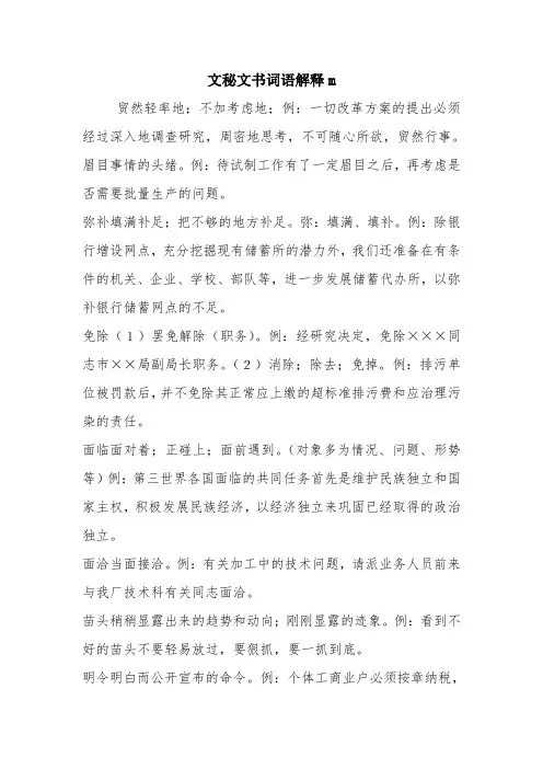 文秘文书词语解释m