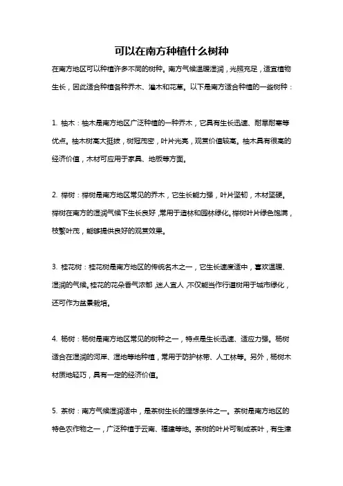 可以在南方种植什么树种