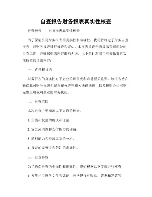 自查报告财务报表真实性核查