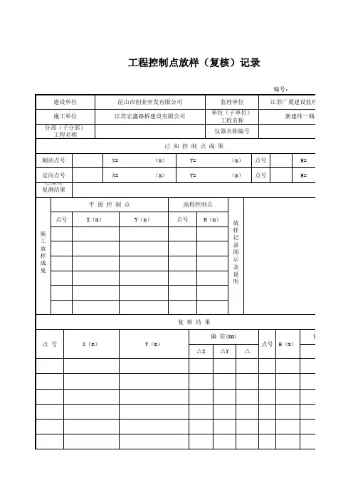 工程控制点放样(复测)记录