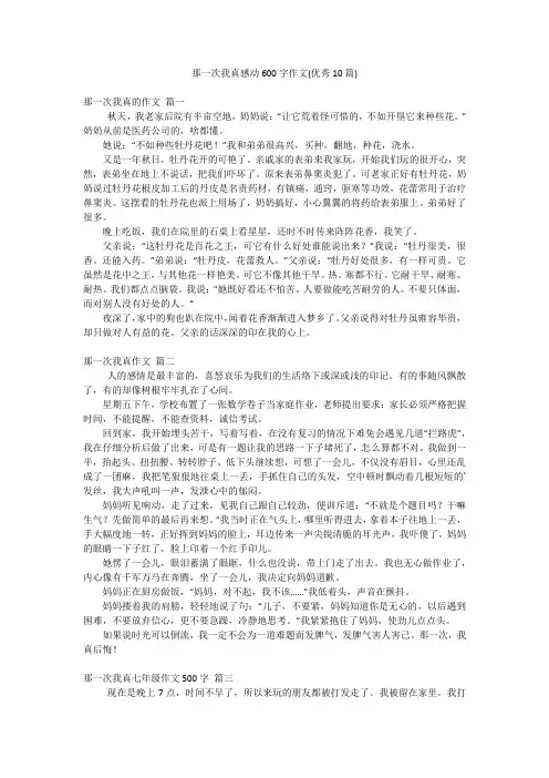 那一次我真感动600字作文(优秀10篇)