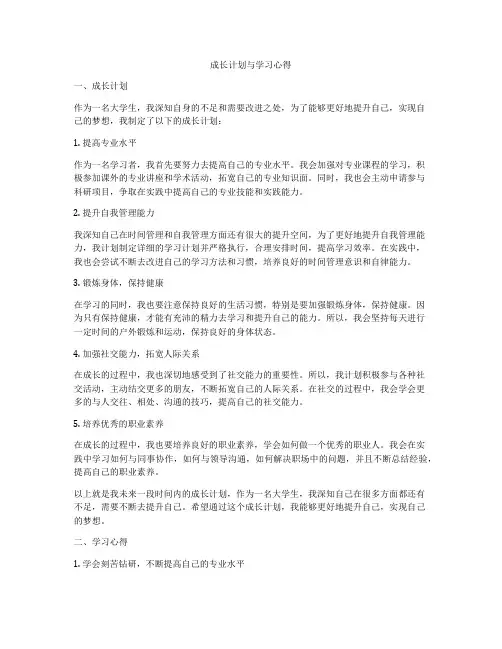 成长计划与学习心得