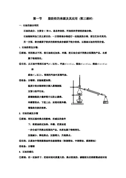 第一节    脂肪烃的来源及其应用