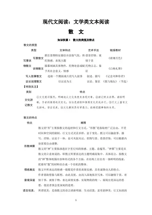 2025届高考语文复习：文学类文本阅读之散文