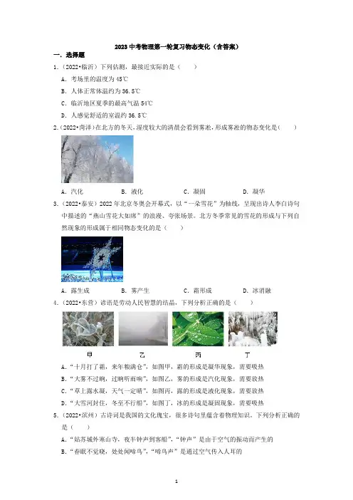 2023中考物理第一轮复习物态变化(含答案)