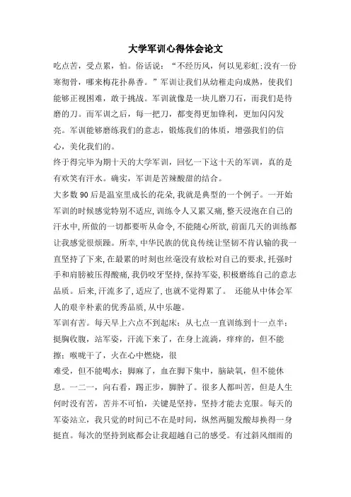 大学军训心得体会论文