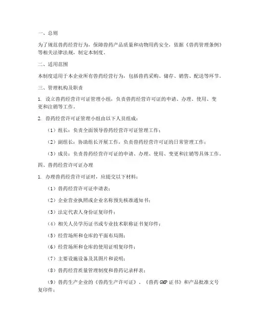 兽药经营许可证管理制度范本