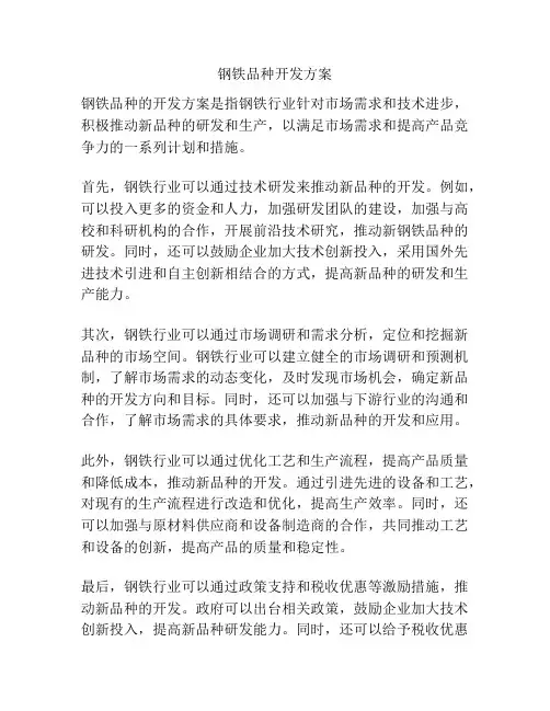 钢铁品种开发方案