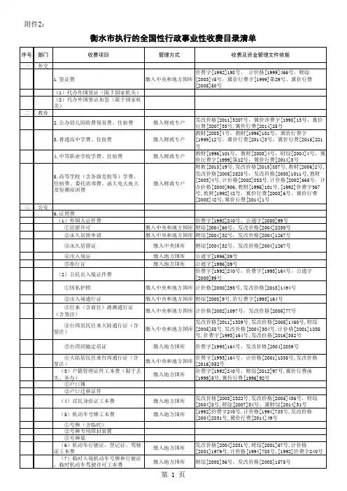河北省执行全国性项目