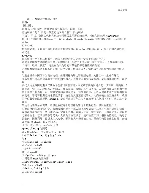 初一数学研究性学习报告