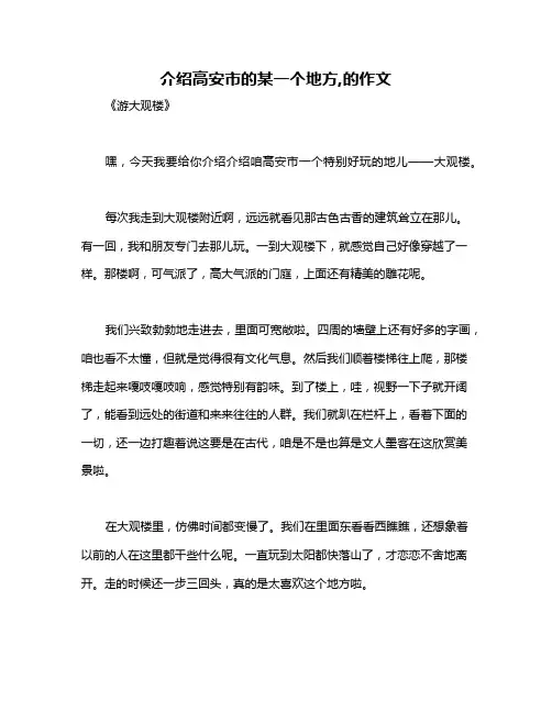 介绍高安市的某一个地方,的作文
