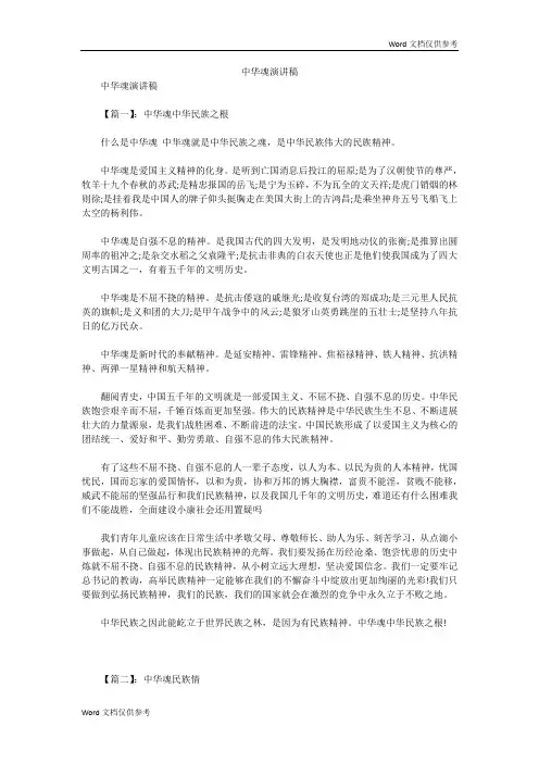 中华魂演讲稿