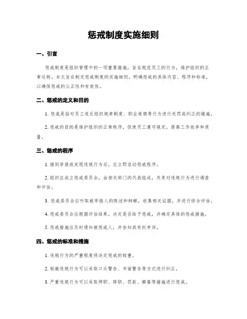 惩戒制度实施细则