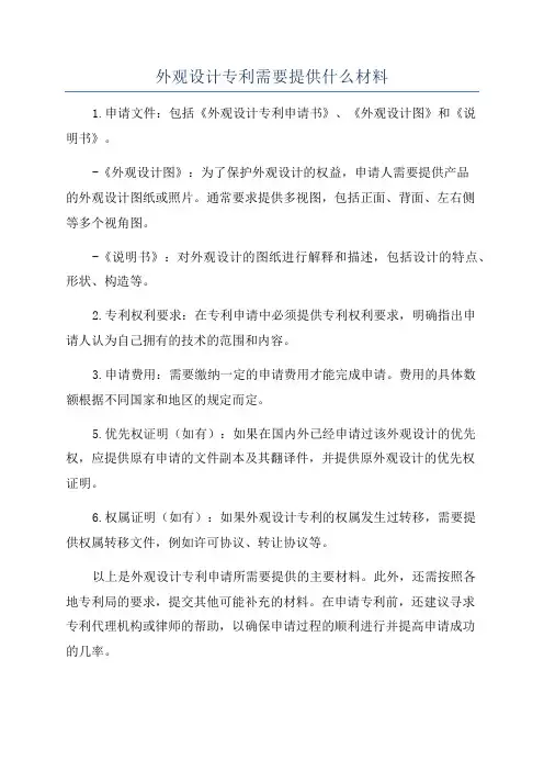 外观设计专利需要提供什么材料