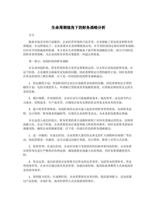 生命周期视角下的财务战略分析
