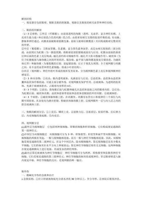 眼科学重点总结
