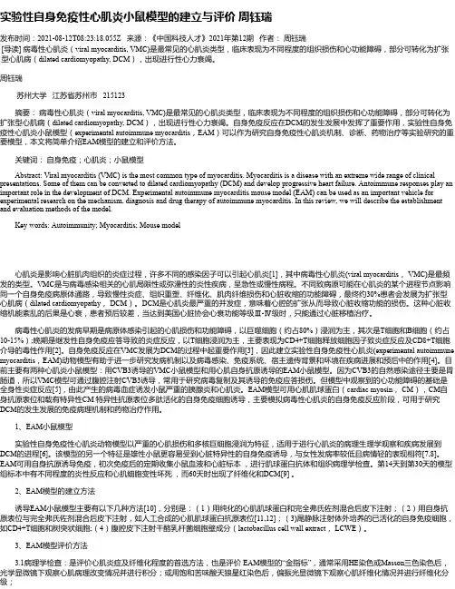 实验性自身免疫性心肌炎小鼠模型的建立与评价周钰瑞