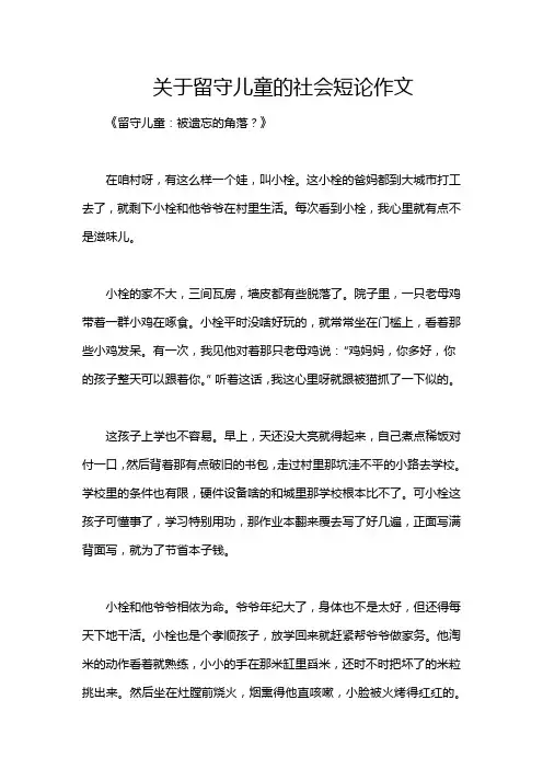 关于留守儿童的社会短论作文