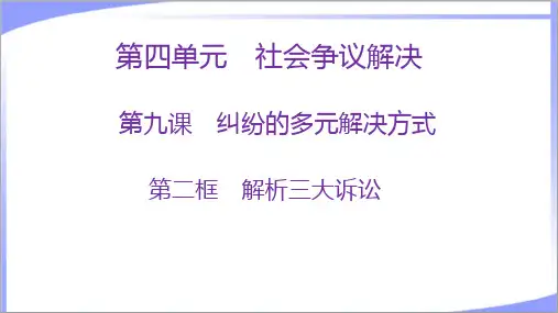 高中政治选择性必修2教学课件：第9课第2框 解析三大诉讼