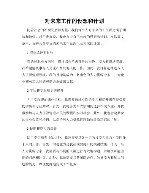 对未来工作的设想和计划