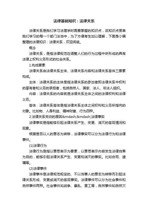 法律基础知识：法律关系