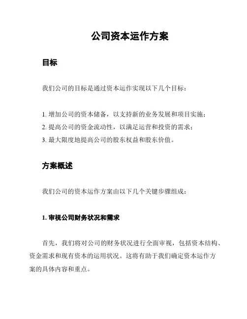 公司资本运作方案