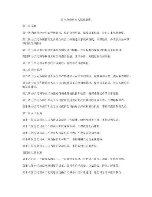 遵守分公司相关规章制度