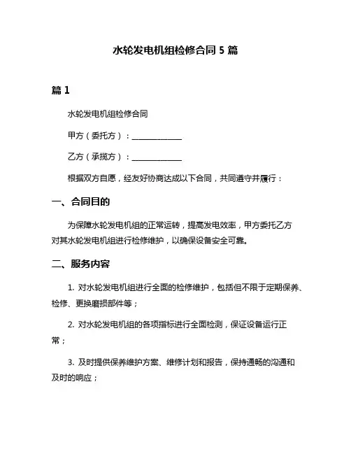 水轮发电机组检修合同5篇
