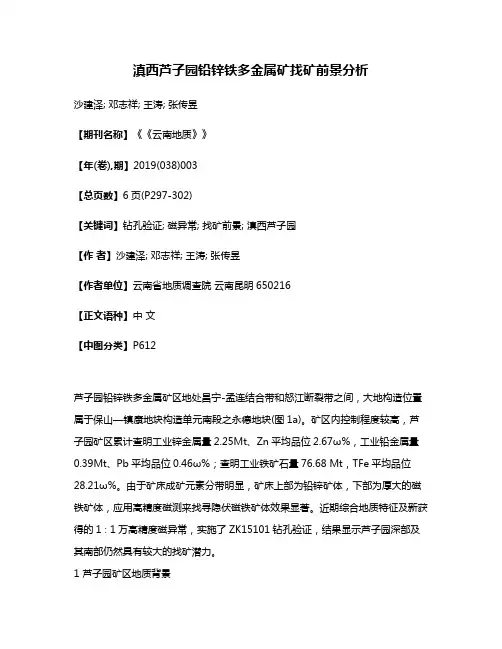 滇西芦子园铅锌铁多金属矿找矿前景分析