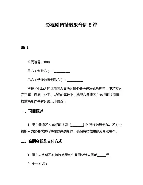 影视剧特技效果合同8篇