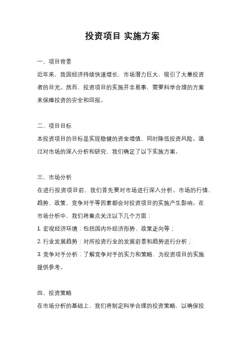 投资项目 实施方案