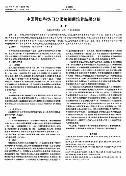 中医骨伤科伤口分泌物细菌培养结果分析