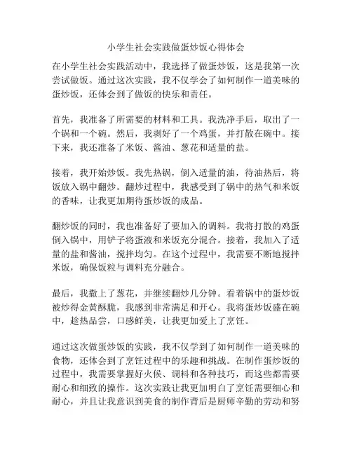 小学生社会实践做蛋炒饭心得体会