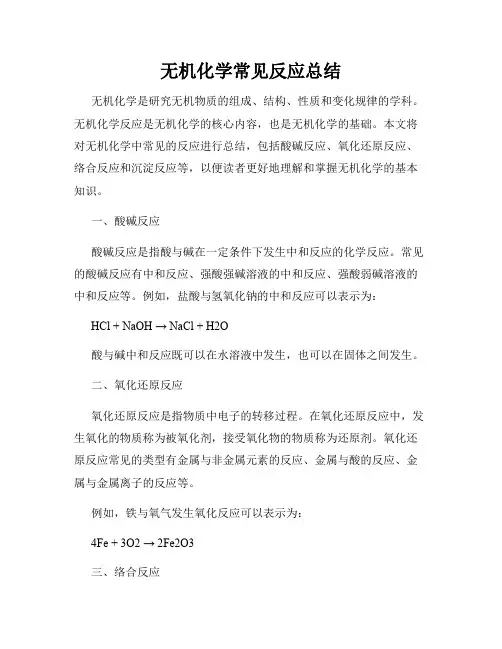 无机化学常见反应总结