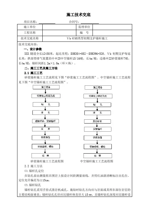 锚杆施工技术交底