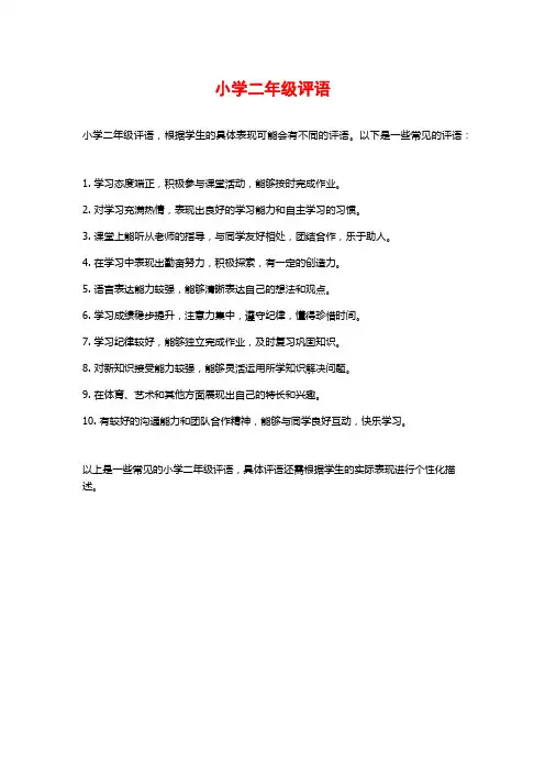 小学二年级评语