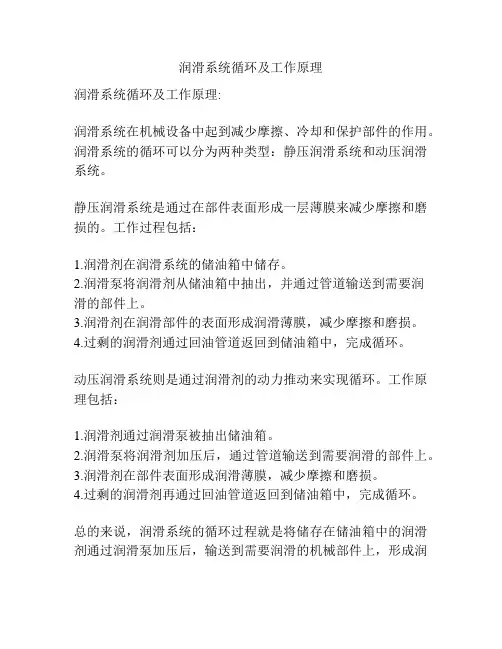 润滑系统循环及工作原理