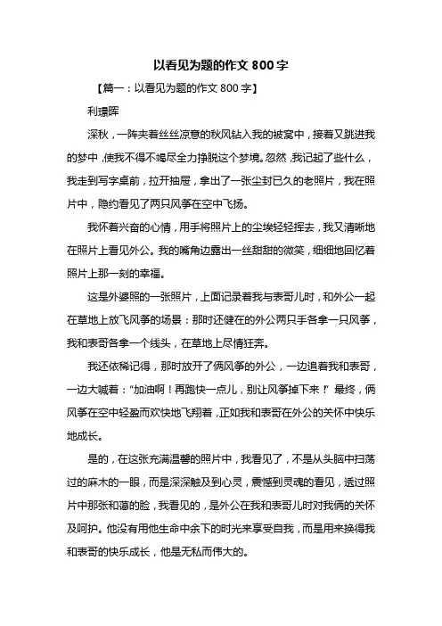 初三作文：以看见为题的作文800字_2