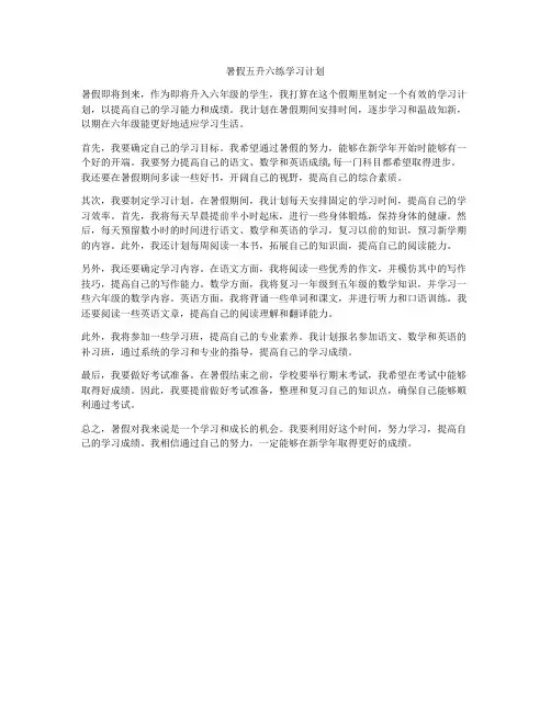 暑假五升六练学习计划